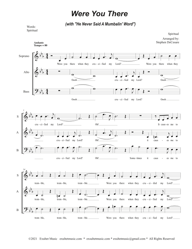 Were You There (with "He Never Said A Mumbalin' Word") (SAB) (arr. Stephen DeCesare)