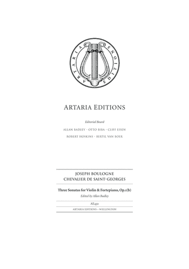 Three Sonatas for Violin & Fortepiano (arr. Artaria Editions)