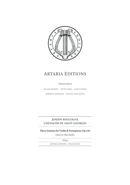 Three Sonatas for Violin & Fortepiano (arr. Artaria Editions)
