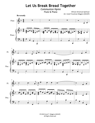 Let Us Break Bread Together (Flute & Piano) (arr. Carol Troutman Wiggins [ASCAP])