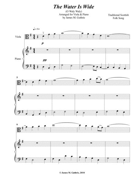 The Water is Wide for Viola & Piano (arr. James M. Guthrie)
