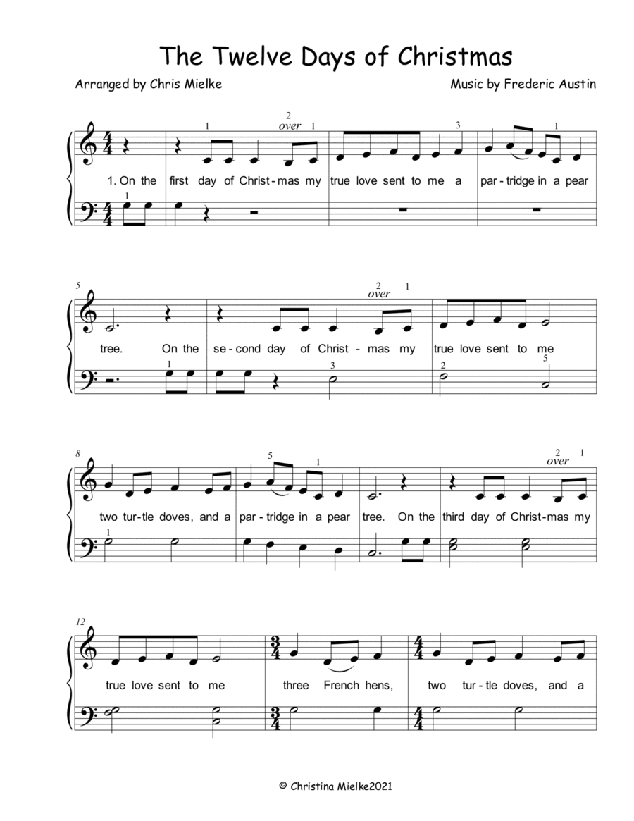 The Twelve Days of Christmas (Easy Arrangement) (arr. Chris Mielke)