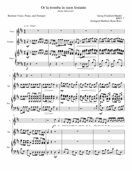 "Or la tromba in suon festante" from Handel's "Rinaldo" (arr. Matthew Ryan Ross)