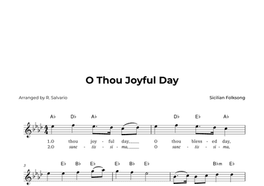 O Thou Joyful Day (Key of A-Flat Major) (arr. R. Salvario)