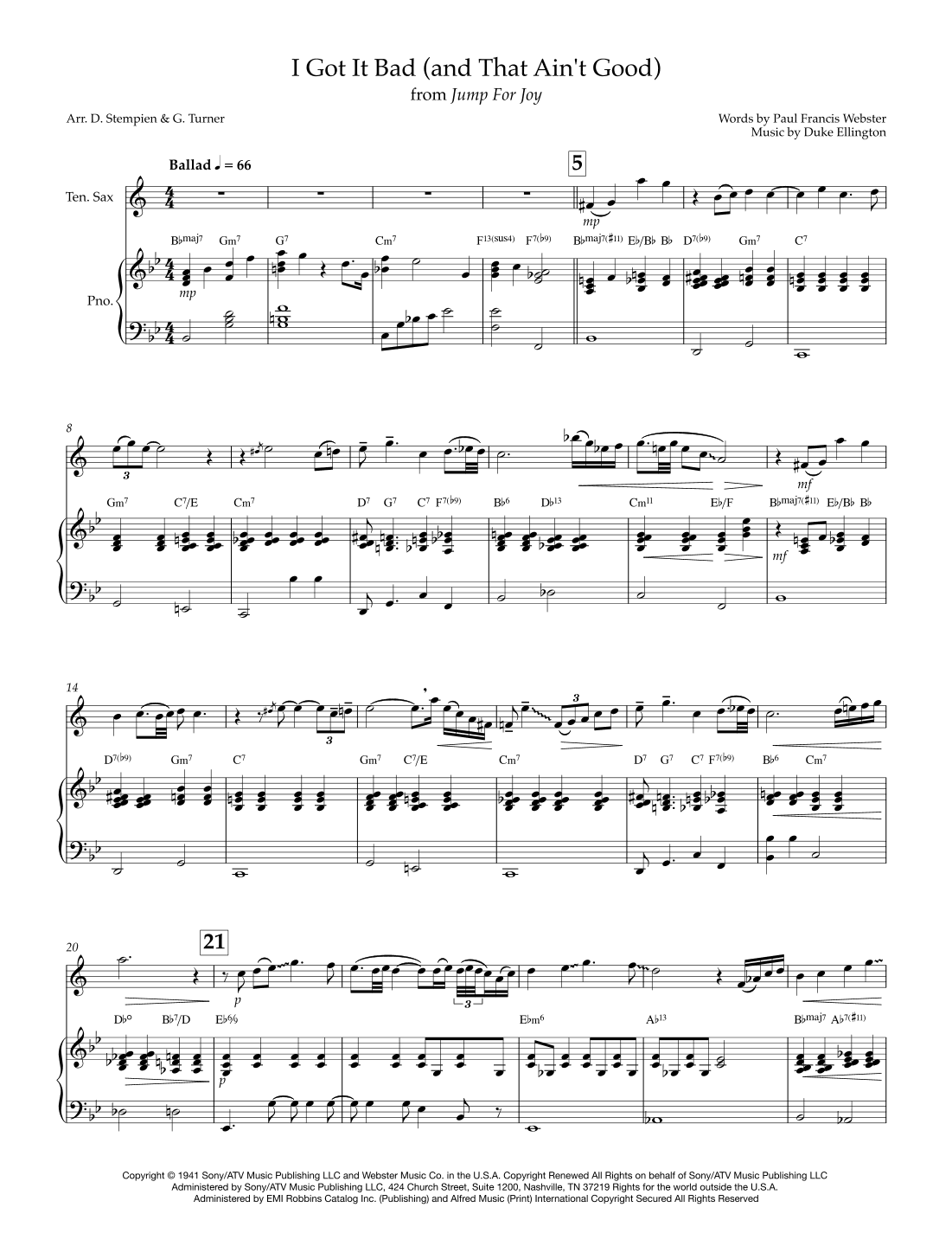I Got It Bad And That Ain't Good (arr. Debra E. Stempien, Gregory H. Turner)