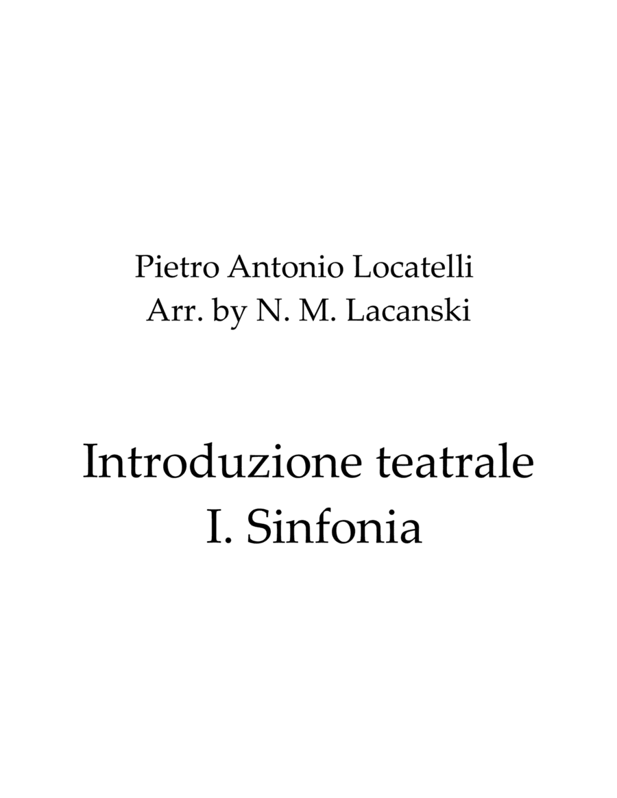 Introduzione teatrale I. Sinfonia (arr. Nick Lacanski)