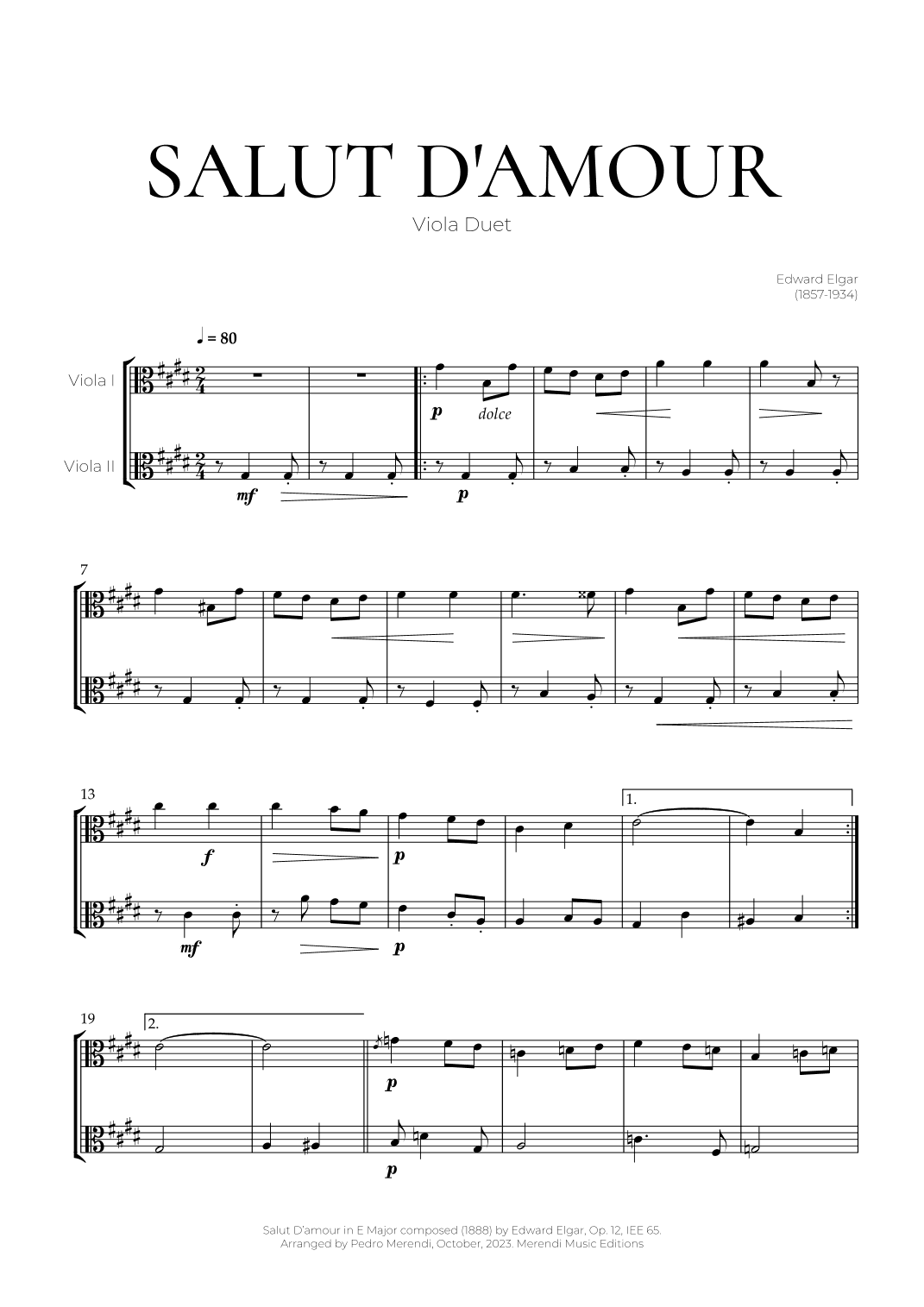 Salut D’amour (Viola Duet) - Edward Elgar (arr. Pedro Merendi)