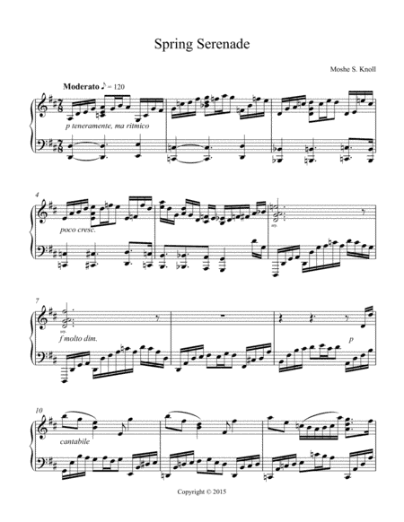 Spring Serenade in D, for Piano Solo