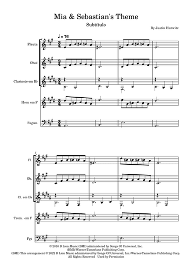Mia & Sebastian's Theme (arr. Fernanda Moura)