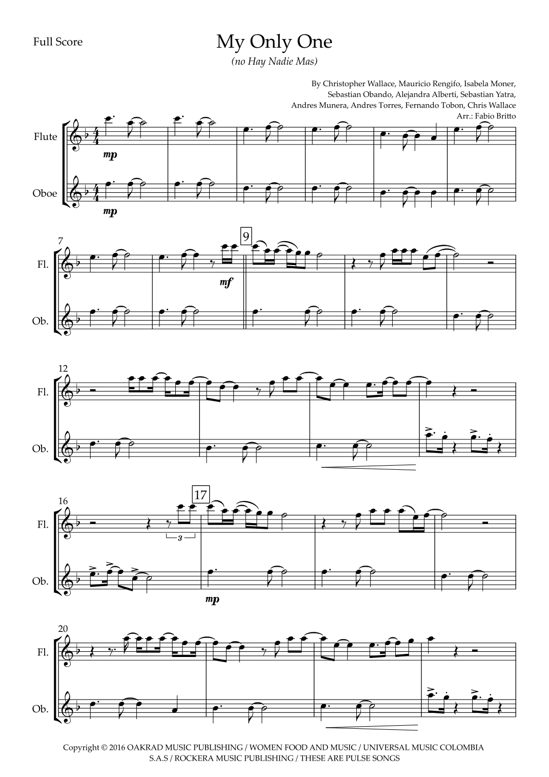 My Only One (no Hay Nadie Mas) (arr. Ottirb Sage)