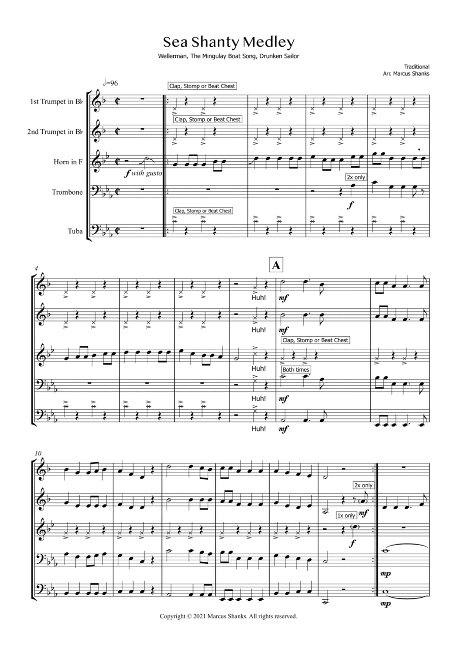 Sea Shanty Medley (for Brass Quintet) (arr. Marcus Shanks)