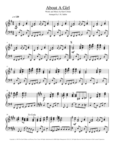 About A Girl (arr. J. K. Sadler)
