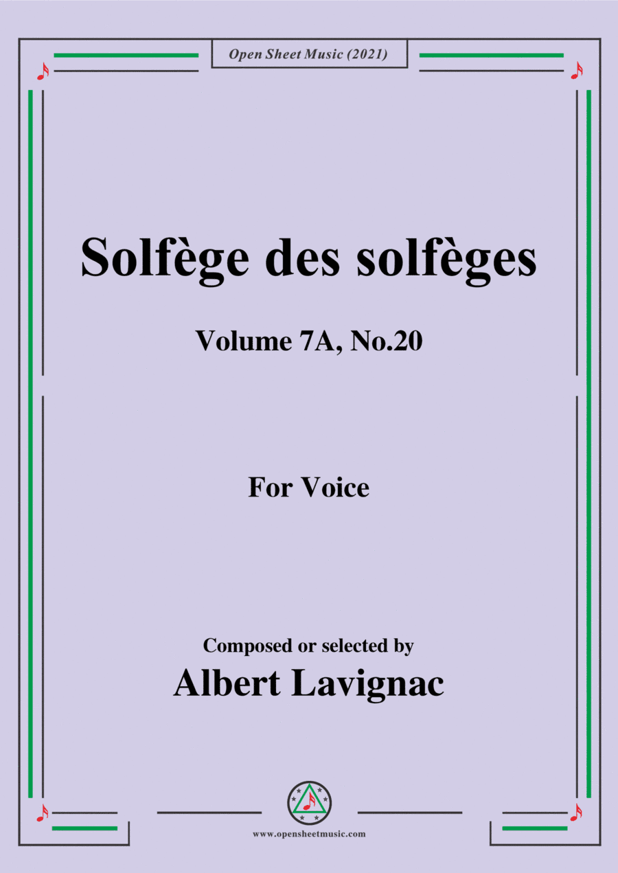 Lavignac-Solfege des solfeges,Volume 7A No.20,for Voice (arr. Open Cloud)
