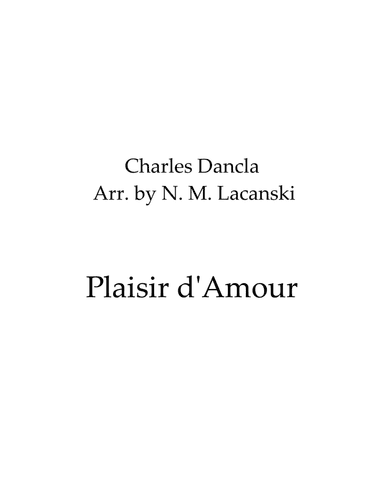 Plaisir d'Amour (arr. Nick Lacanski)