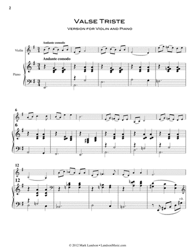 Valse Triste for Violin and Piano