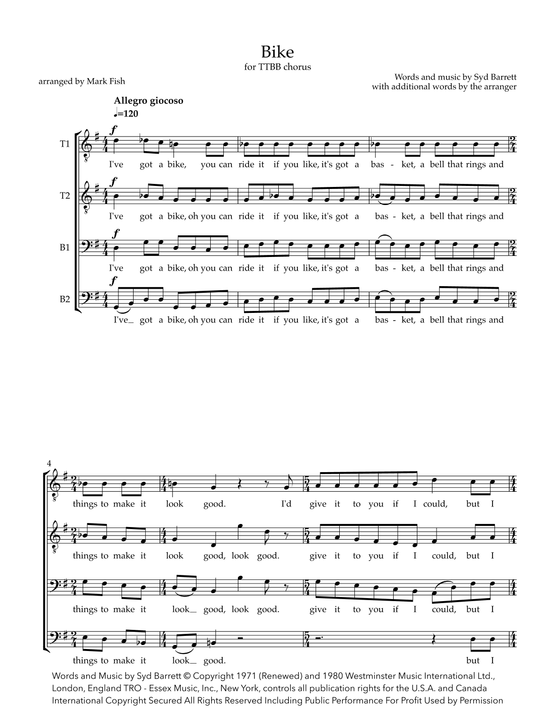 Bike (arr. Mark Fish)