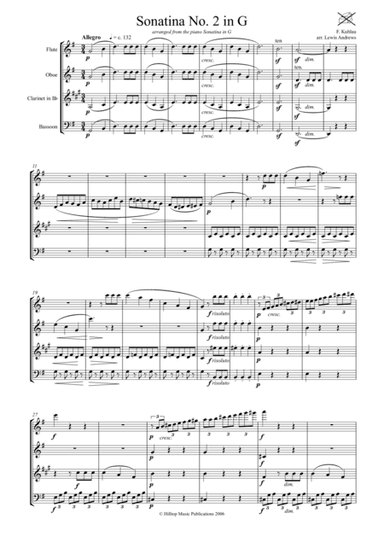 Kuhlau Sonatina No. 2 in G arr. Woodwind Quartet (arr. Lewis Andrews)