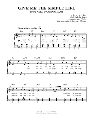 Give Me The Simple Life (arr. Mark Phillips)