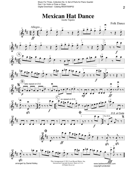 Mexican Hat Dance ~ Jarabe Tapatio for Piano Quartet (arr. Last Resort Music Publishing)