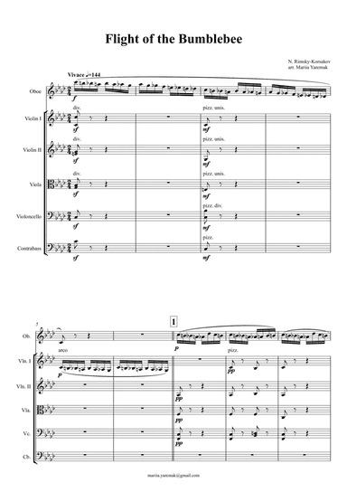 N. Rimsky-Korsakov – Flight of the Bumblebee (for string orchestra and a solo instrument) (arr. Mariia Yaremak)