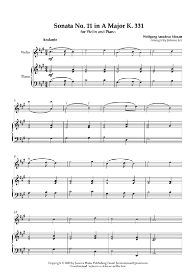 Sonata in A Major K331 (arr. Johnson Lee)
