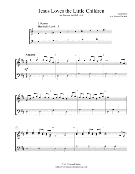 Jesus Loves the Little Children - for 3-octave handbell choir (arr. Samuel Stokes)