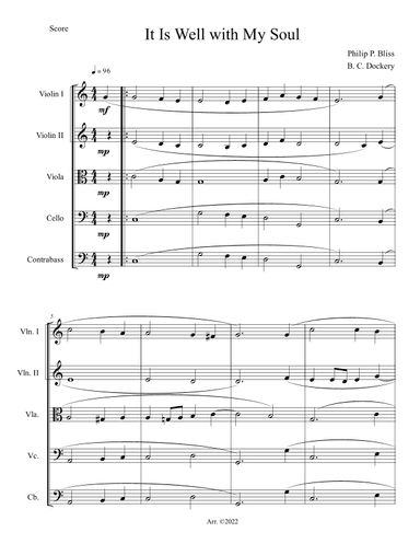 It Is Well with My Soul (String Orchestra or Quintet) (arr. B. C. Dockery)
