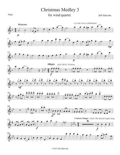 Christmas Medley 3 for wind quartet (arr. Bill Malcolm)