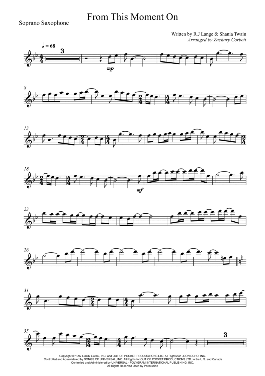 From This Moment On (arr. Zachary Corbett)
