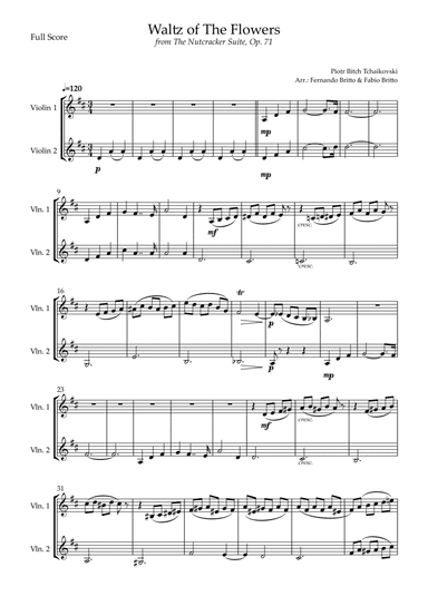 Waltz of The Flowers - from Nutcracker (P. I. Tchaikovsky) for Violin Duo (arr. Fernando Britto, Fabio Britto)