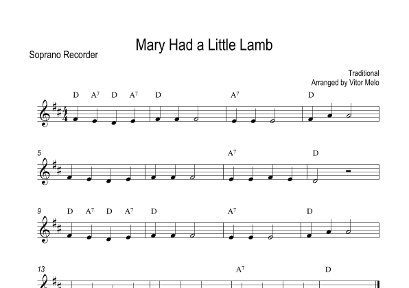 Mary Had a Little Lamb (arr. Vitor Melo)