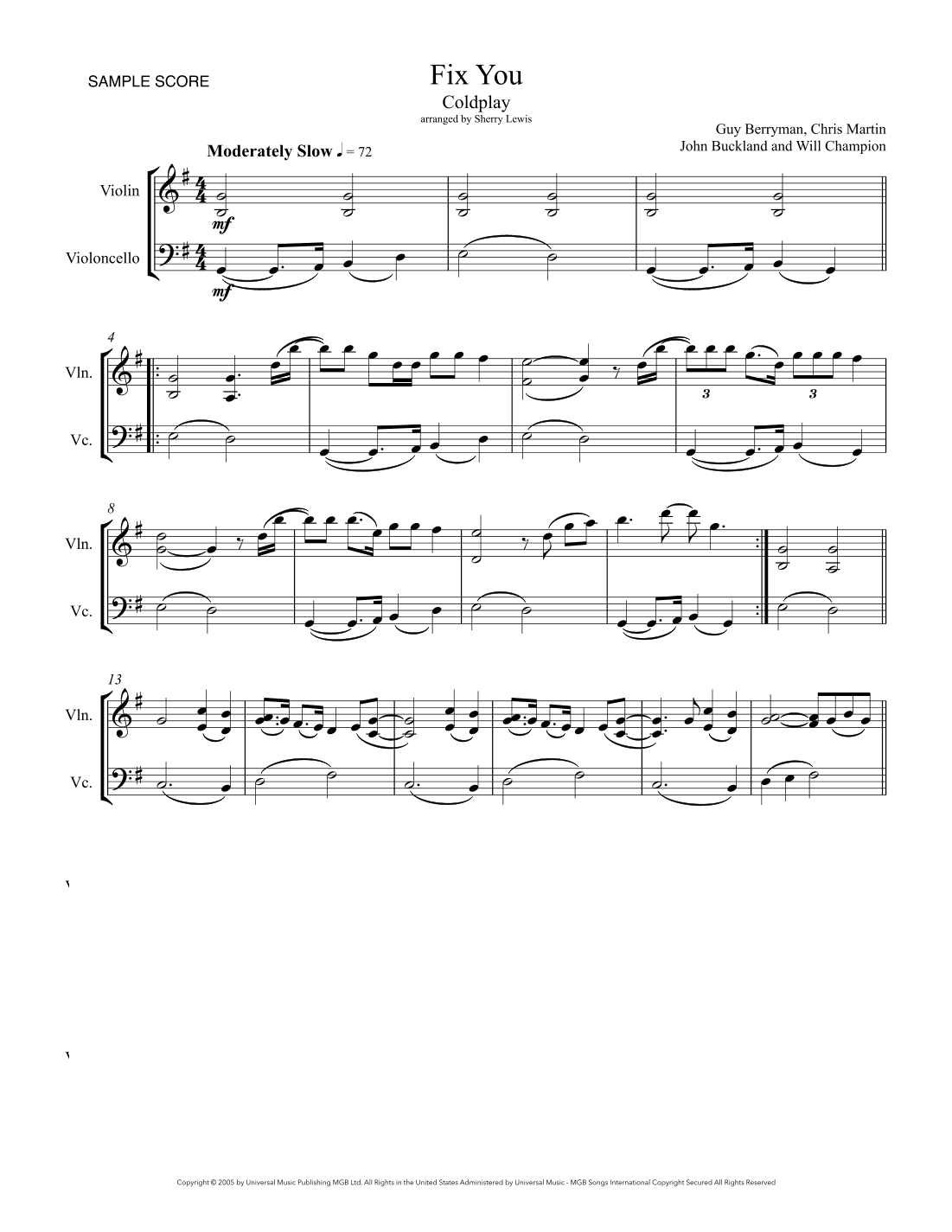 Fix You (arr. Sherry Lewis)