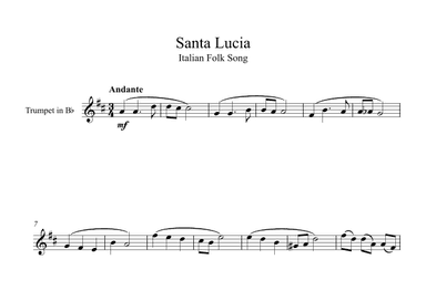 Santa Lucia - Italian Folk Song (Trumpet) (arr. Digital Book Music)