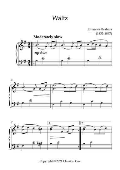 Brahms - Waltz(With Note name) (arr. MPS)