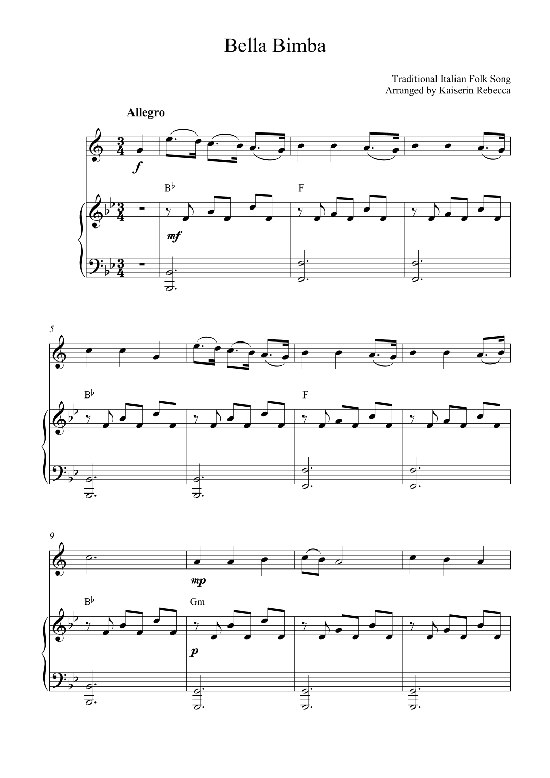 Bella Bimba (arr. Kaiserin Rebecca)