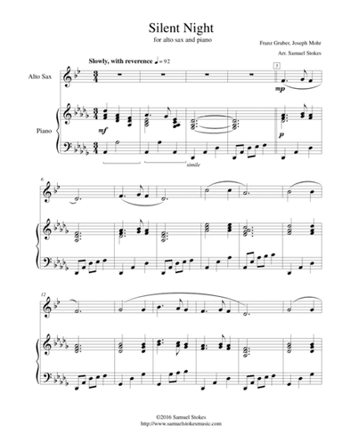 Silent Night - for alto sax and piano (arr. Samuel Stokes)