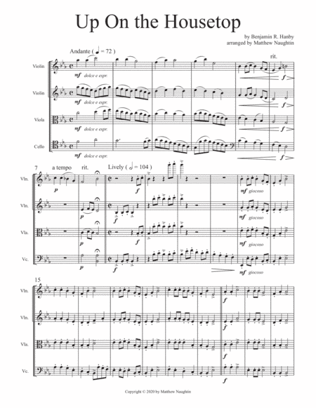 Up on the Housetop for String Quartet (arr. Matthew Naughtin)