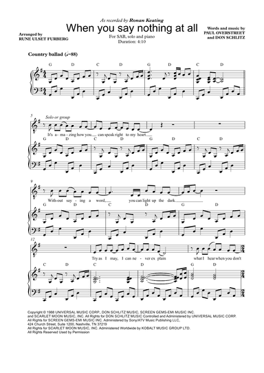 When You Say Nothing At All (arr. Rune Ulset Furberg)