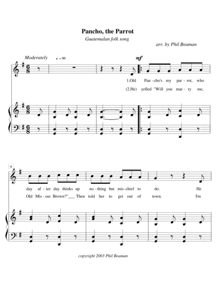 Pancho, the Parrot - vocal solo (arr. Phil Beaman)