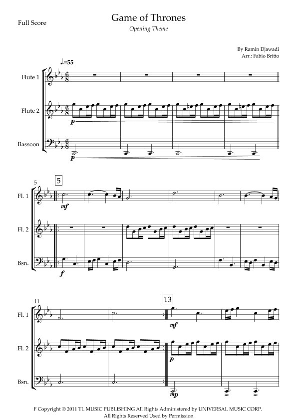 Game Of Thrones (arr. Fabio Britto)