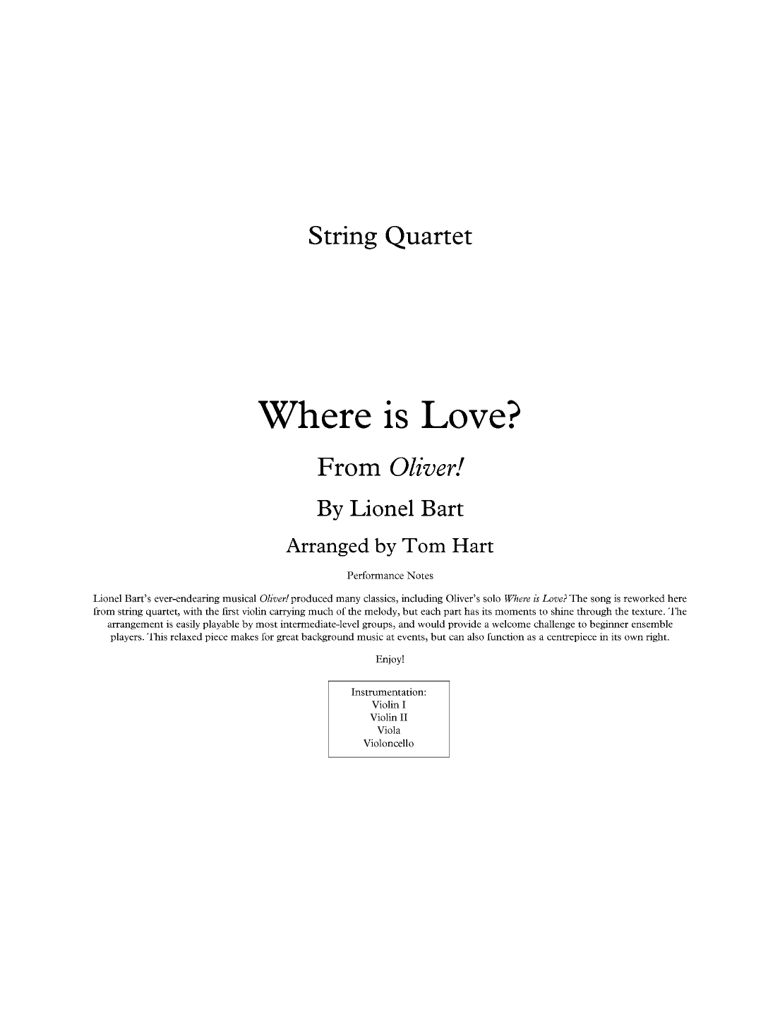 Where Is Love? (arr. Tom Hart)