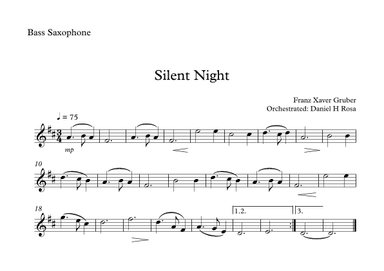 Silent Night - Christmas Carol - Bass Saxophone (arr. Daniel H Rosa)