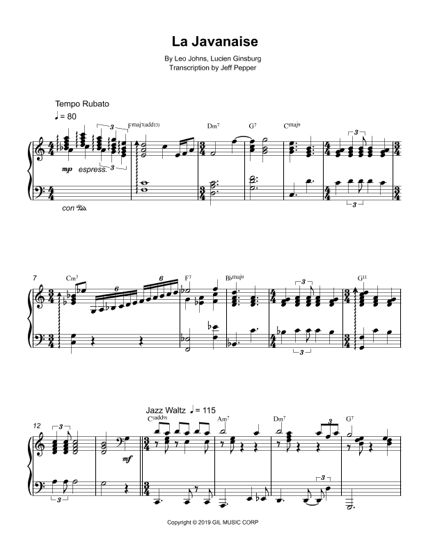 La Javanaise (arr. Tunescribers.com)