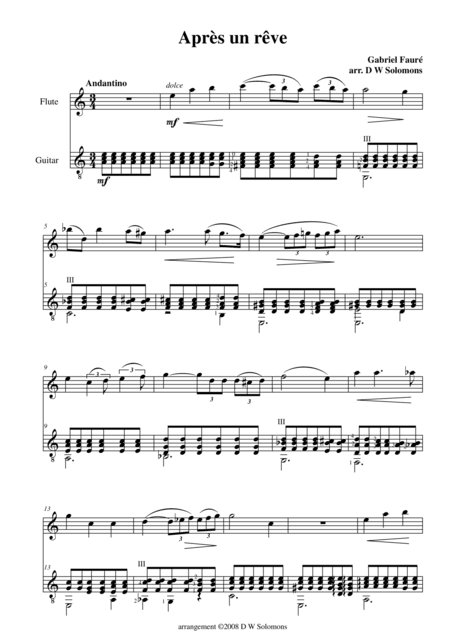 Après un rêve (After a dream) (flute and guitar) (arr. David Warin Solomons)