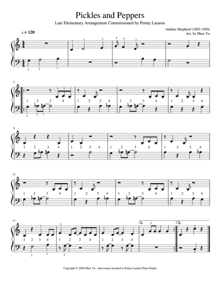 Pickles and Peppers - Late Elementary Piano Arrangement (arr. Marc Yu)