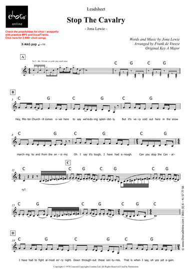 Stop The Cavalry (arr. Frank de Vreeze)