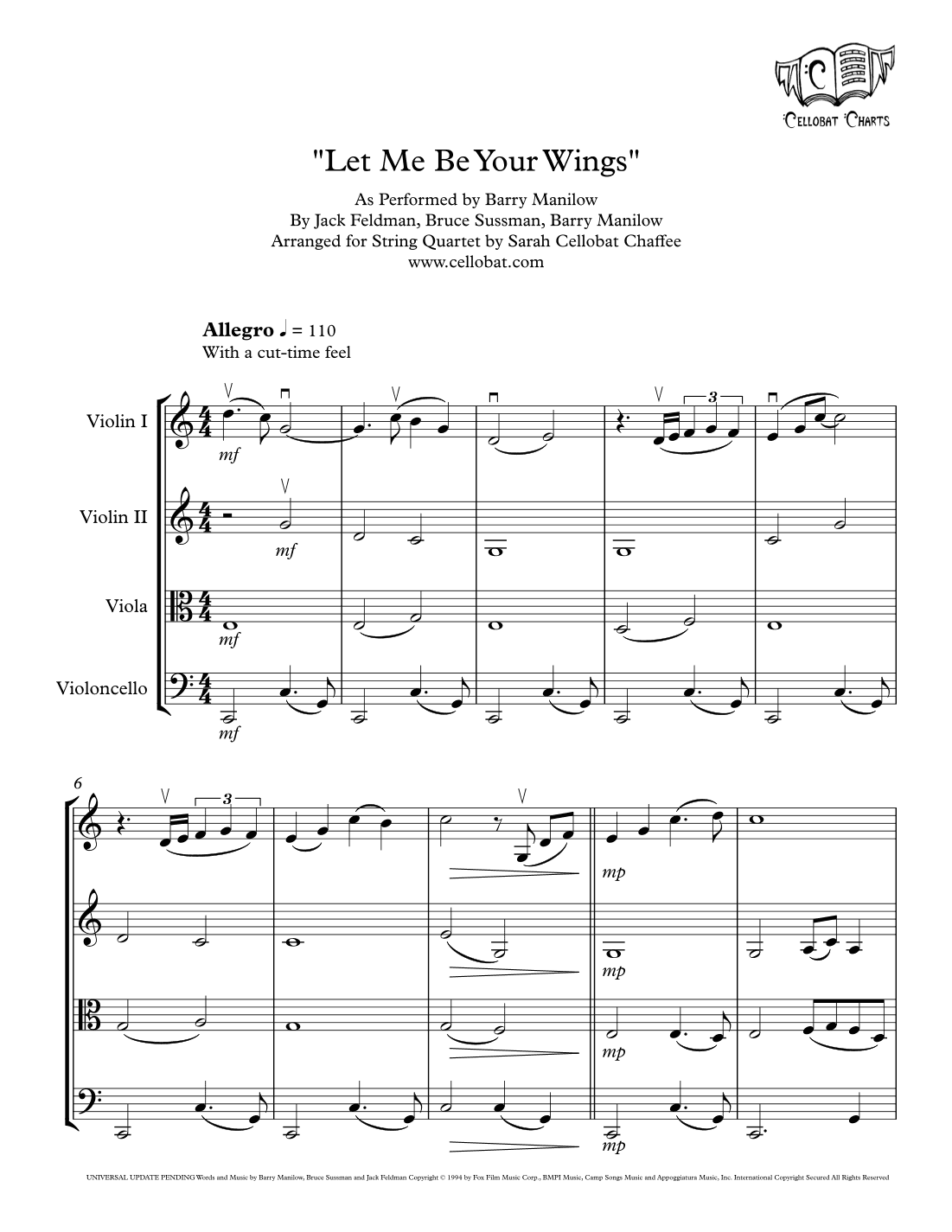Let Me Be Your Wings (arr. Sarah Cellobat Chaffee)
