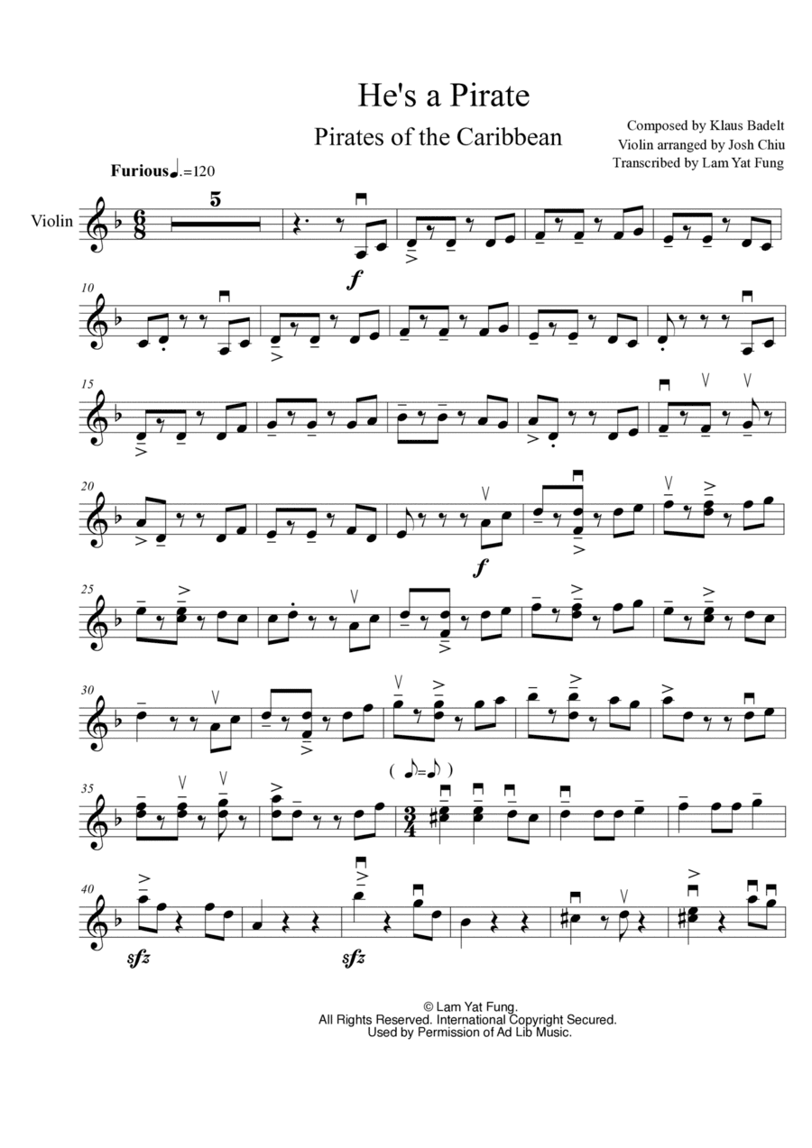 He's A Pirate (arr. Lam Yat Fung)