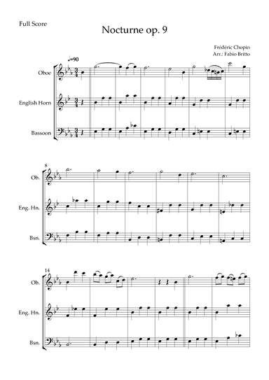 Nocturne Op.9 No. 2 (Frédéric Chopin) for Woodwind Trio (arr. Fabio Britto)