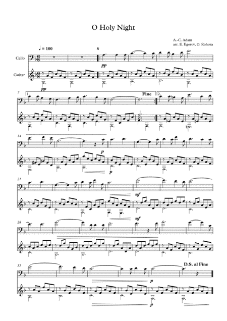 O Holy Night, Adolphe-Charles Adam, For Cello & Guitar